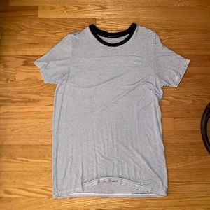 White T-Shirt Dress with Black Stripes